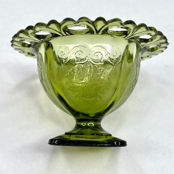 Vintage Green Glass Decorative Bowl - Picture 5 of 6